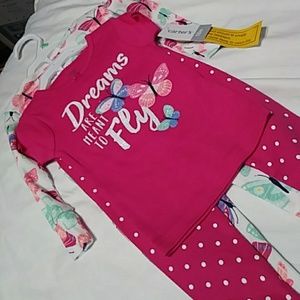 Carters Baby Girl NWT 4 Piece Butterfly PJs